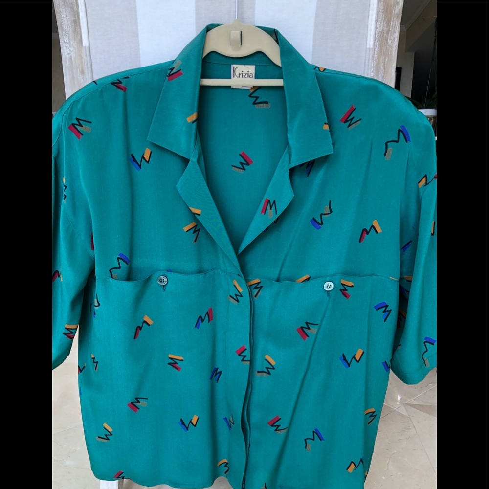 Krizia Short Sleeve Silk Blouse